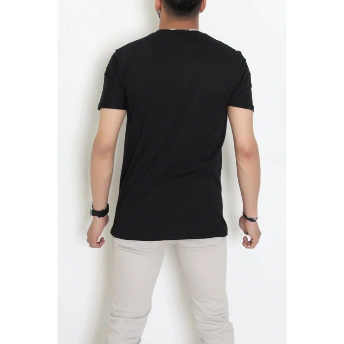 Lüx Penye Regular Baskılı Erkek Tişört Siyah - 71257.1878.