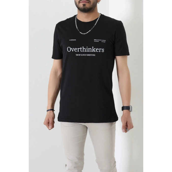 Lüx Penye Regular Baskılı Erkek Tişört Siyah - 71258.1878.