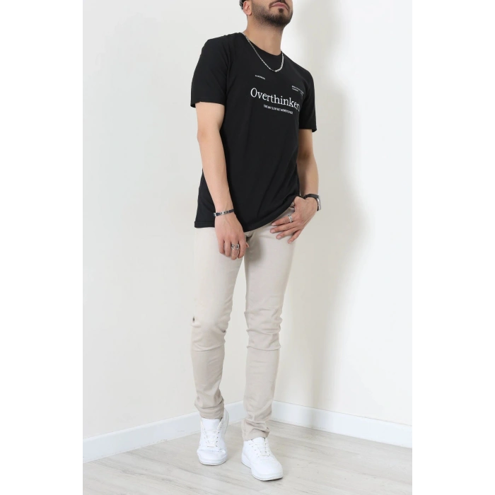Lüx Penye Regular Baskılı Erkek Tişört Siyah - 71258.1878.