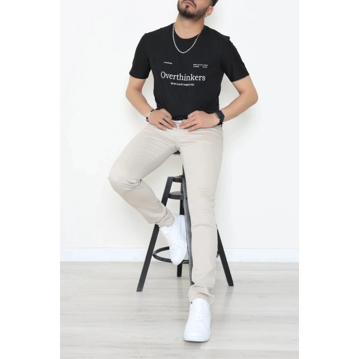 Lüx Penye Regular Baskılı Erkek Tişört Siyah - 71258.1878.
