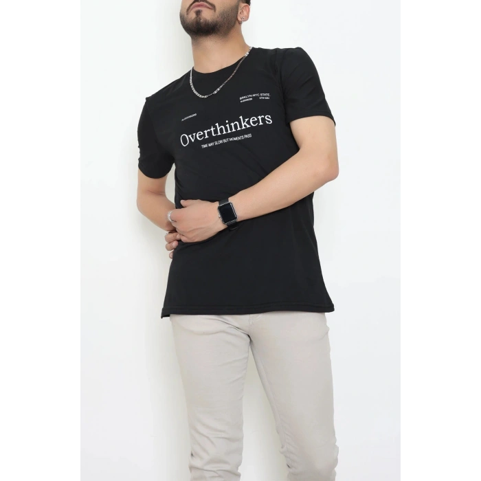 Lüx Penye Regular Baskılı Erkek Tişört Siyah - 71258.1878.