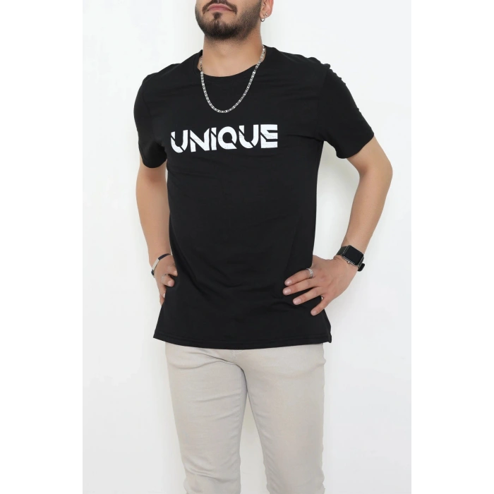 Lüx Penye Regular Baskılı Erkek Tişört Siyah - 71259.1878.