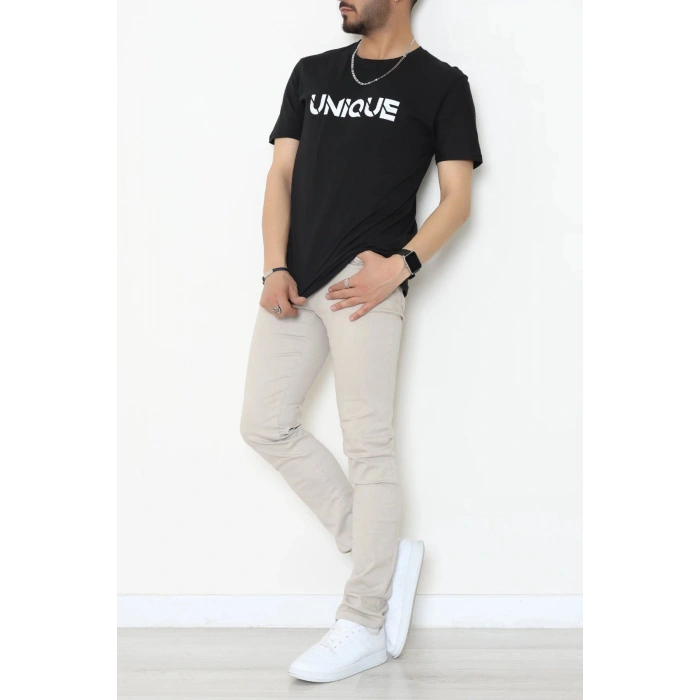 Lüx Penye Regular Baskılı Erkek Tişört Siyah - 71259.1878.