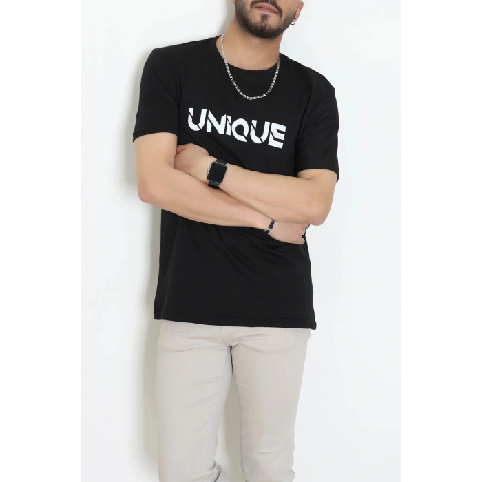 Lüx Penye Regular Baskılı Erkek Tişört Siyah - 71259.1878.