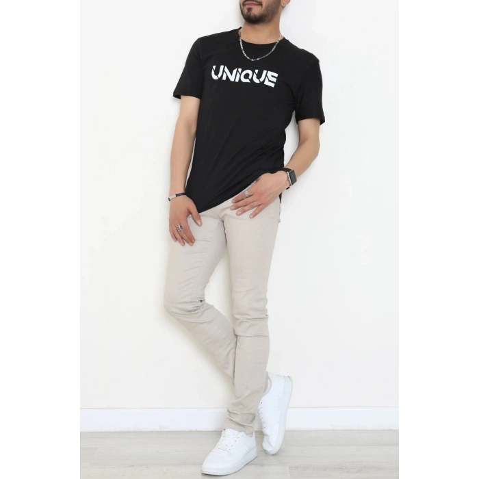 Lüx Penye Regular Baskılı Erkek Tişört Siyah - 71259.1878.