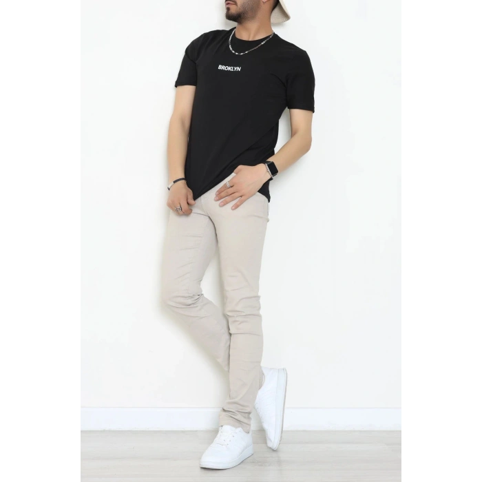 Lüx Penye Regular Baskılı Erkek Tişört Siyah - 71260.1878.