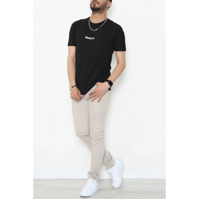 Lüx Penye Regular Baskılı Erkek Tişört Siyah - 71260.1878.
