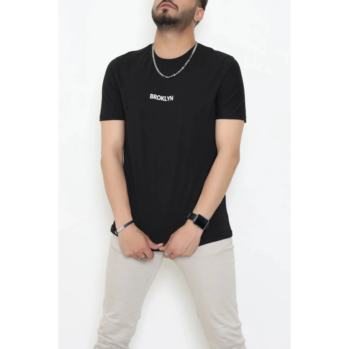 Lüx Penye Regular Baskılı Erkek Tişört Siyah - 71260.1878.