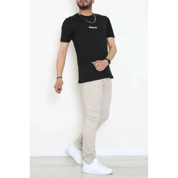 Lüx Penye Regular Baskılı Erkek Tişört Siyah - 71260.1878.