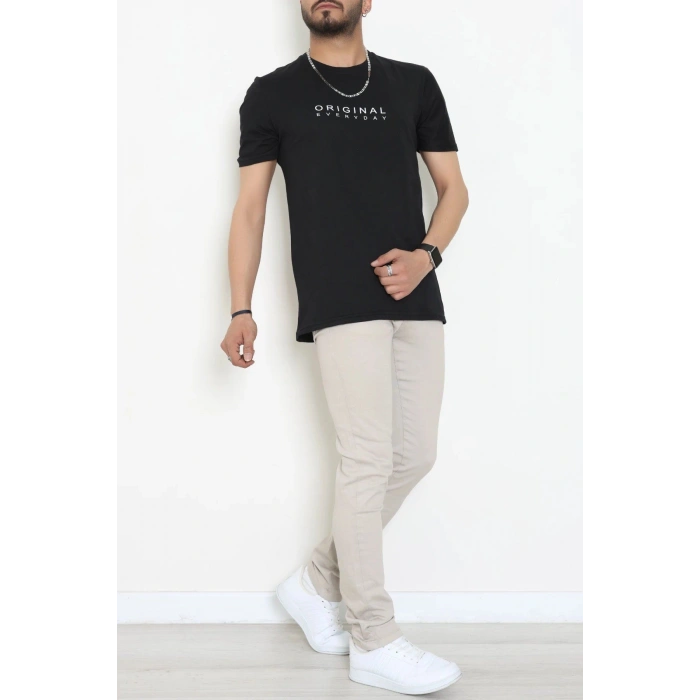 Lüx Penye Regular Baskılı Erkek Tişört Siyah - 71261.1878.
