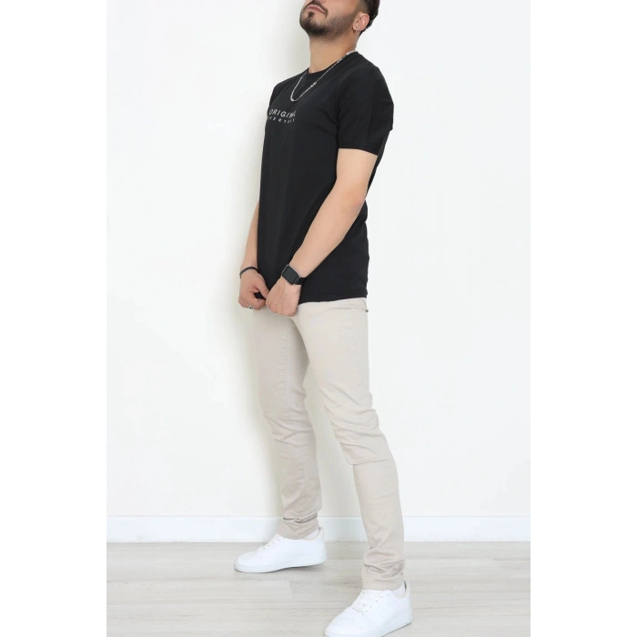 Lüx Penye Regular Baskılı Erkek Tişört Siyah - 71261.1878.