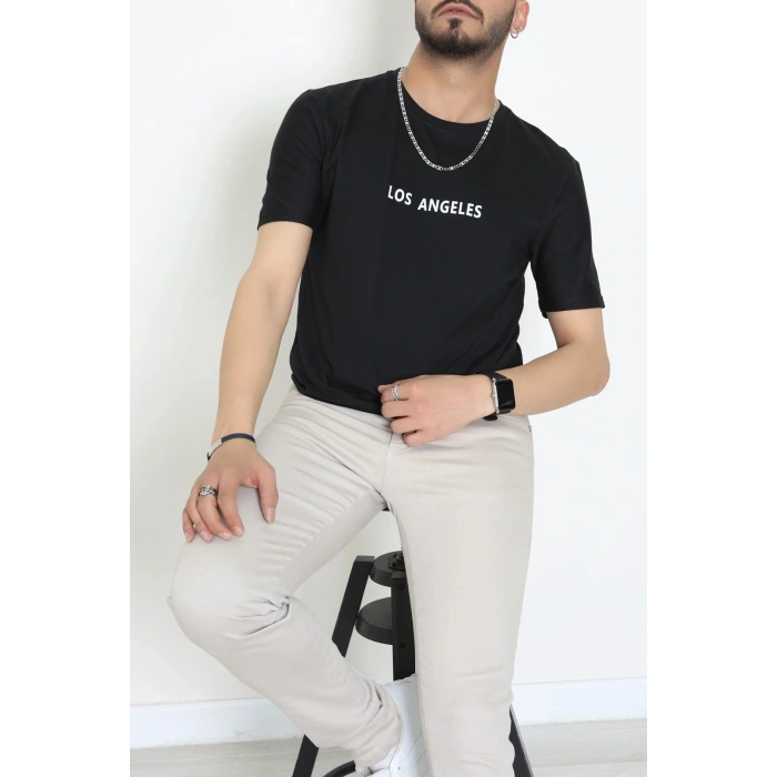 Lüx Penye Regular Baskılı Erkek Tişört Siyah - 71262.1878.