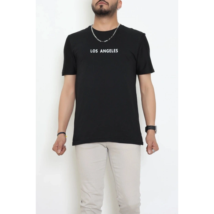 Lüx Penye Regular Baskılı Erkek Tişört Siyah - 71262.1878.