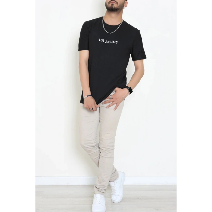 Lüx Penye Regular Baskılı Erkek Tişört Siyah - 71262.1878.