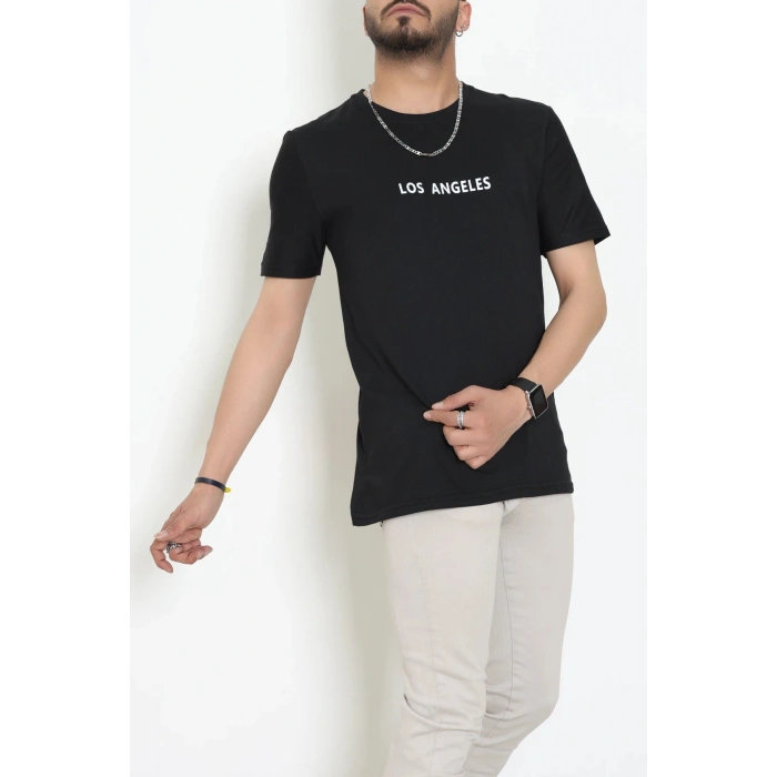 Lüx Penye Regular Baskılı Erkek Tişört Siyah - 71262.1878.