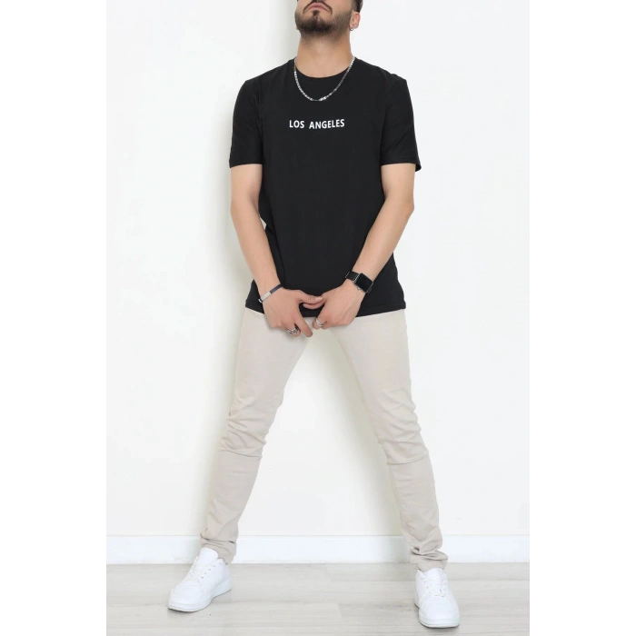 Lüx Penye Regular Baskılı Erkek Tişört Siyah - 71262.1878.