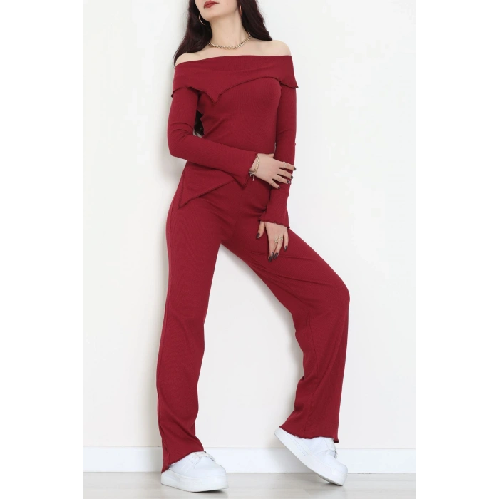 Madonna Yaka Asimetrik Kesim Takım Bordo - 55029.1567.