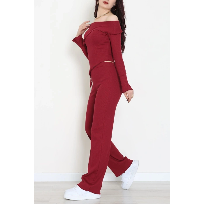 Madonna Yaka Asimetrik Kesim Takım Bordo - 55029.1567.