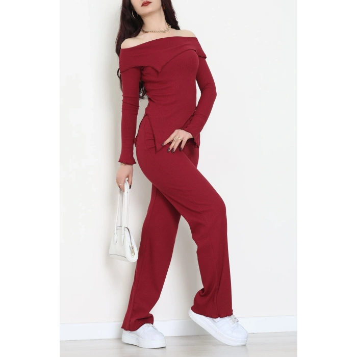 Madonna Yaka Asimetrik Kesim Takım Bordo - 55029.1567.