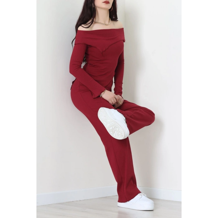Madonna Yaka Asimetrik Kesim Takım Bordo - 55029.1567.