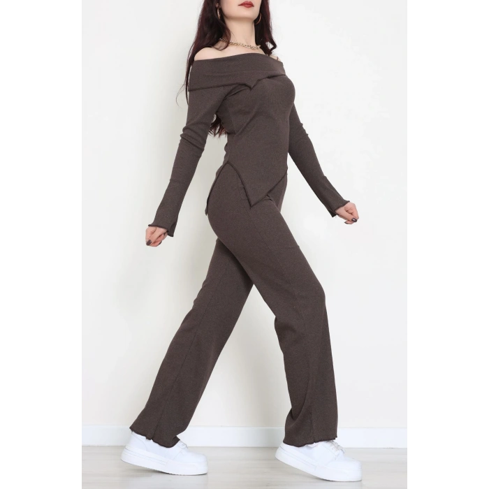 Madonna Yaka Asimetrik Kesim Takım Kahve - 55029.1567.