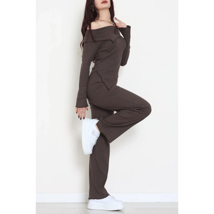 Madonna Yaka Asimetrik Kesim Takım Kahve - 55029.1567.