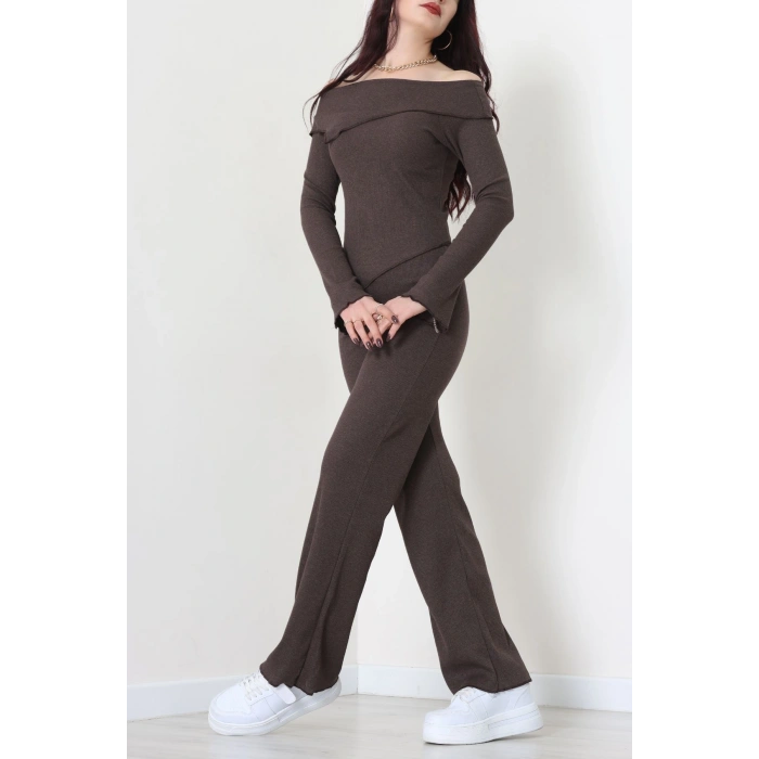 Madonna Yaka Asimetrik Kesim Takım Kahve - 55029.1567.
