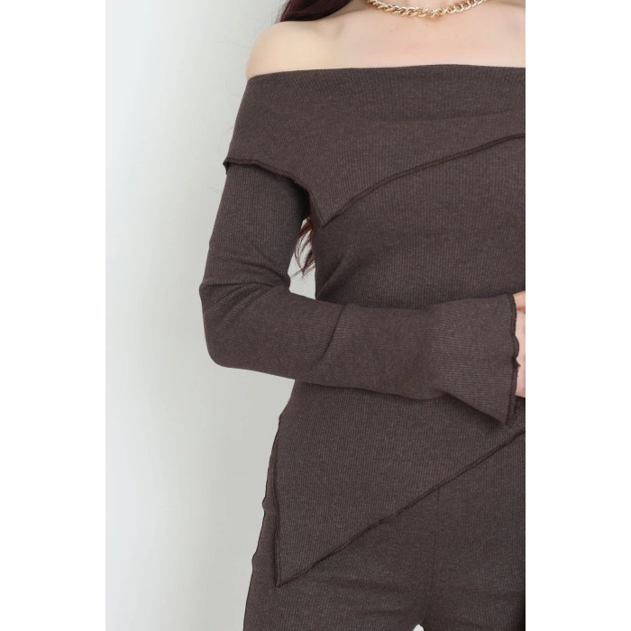 Madonna Yaka Asimetrik Kesim Takım Kahve - 55029.1567.