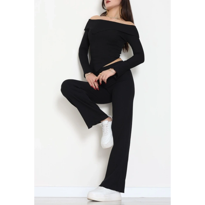 Madonna Yaka Asimetrik Kesim Takım Siyah - 55029.1567.