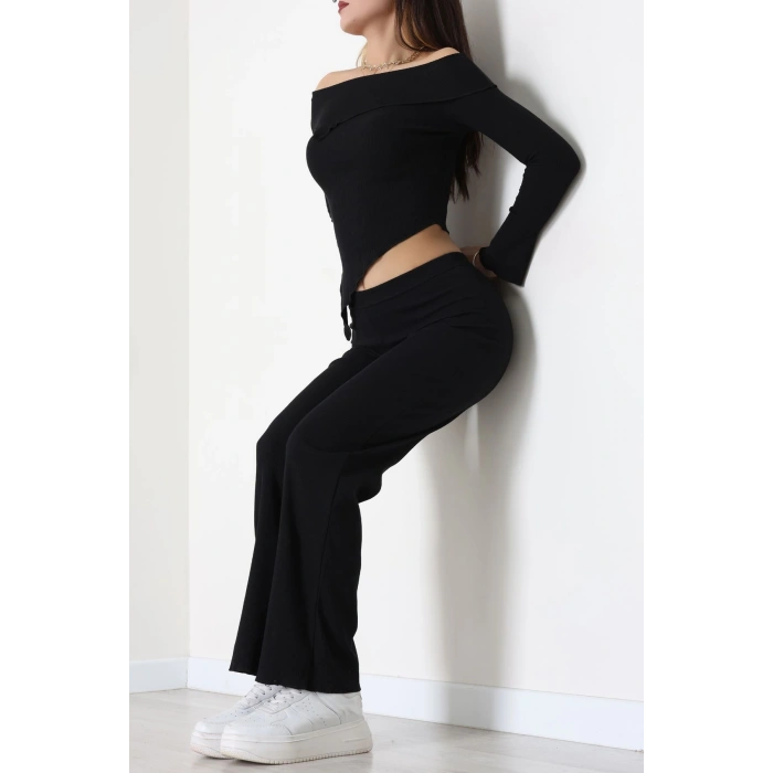 Madonna Yaka Asimetrik Kesim Takım Siyah - 55029.1567.