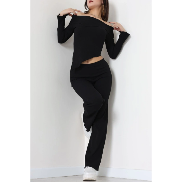 Madonna Yaka Asimetrik Kesim Takım Siyah - 55029.1567.