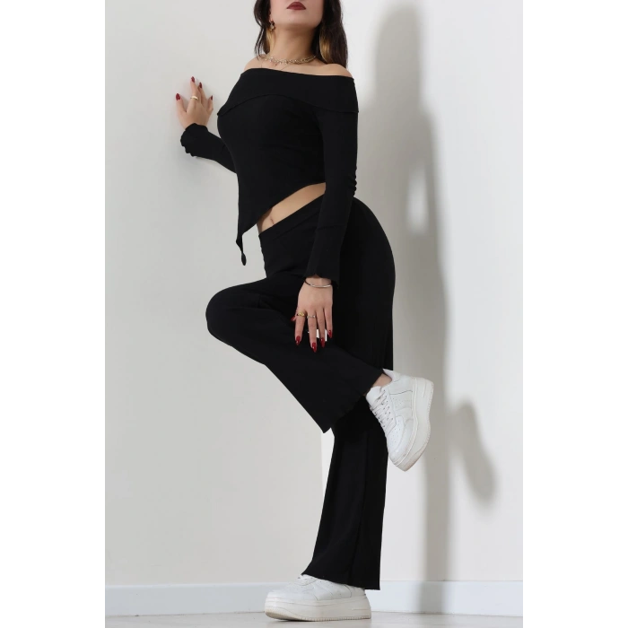 Madonna Yaka Asimetrik Kesim Takım Siyah - 55029.1567.