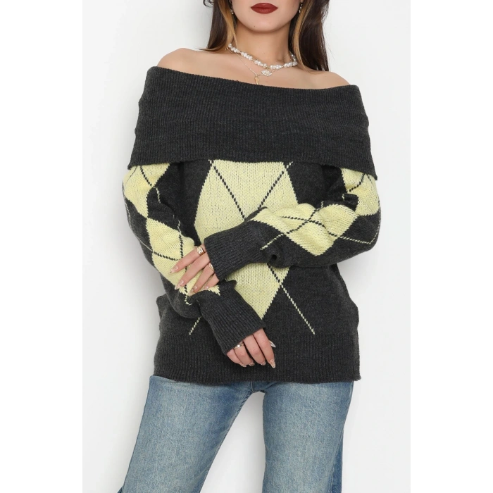 Madonna Yaka Baklava Desen Triko Antisarı - 2123.1765.