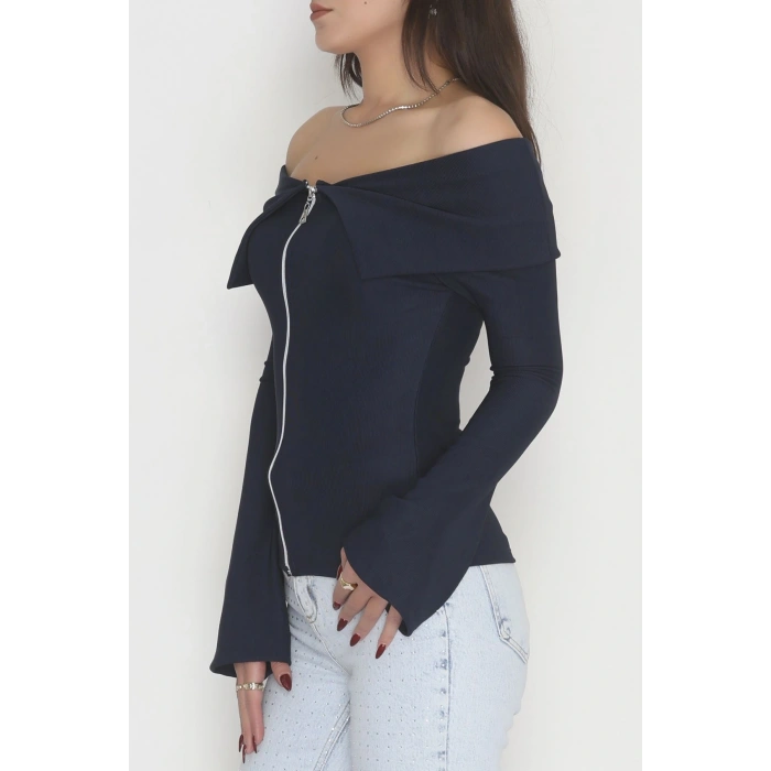 Madonna Yaka Fermuarlı Bluz Laci - 4330.1595.