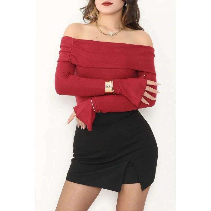 Madonna Yaka İspanyol Kol Bluz Bordo - 1046.2119.