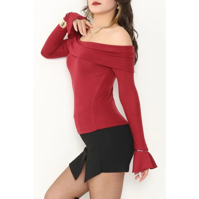 Madonna Yaka İspanyol Kol Bluz Bordo - 1046.2119.