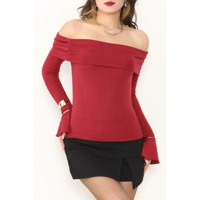 Madonna Yaka İspanyol Kol Bluz Bordo - 1046.2119.