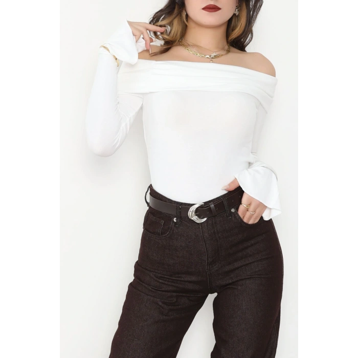 Madonna Yaka İspanyol Kol Bluz Ekru - 1046.2119.