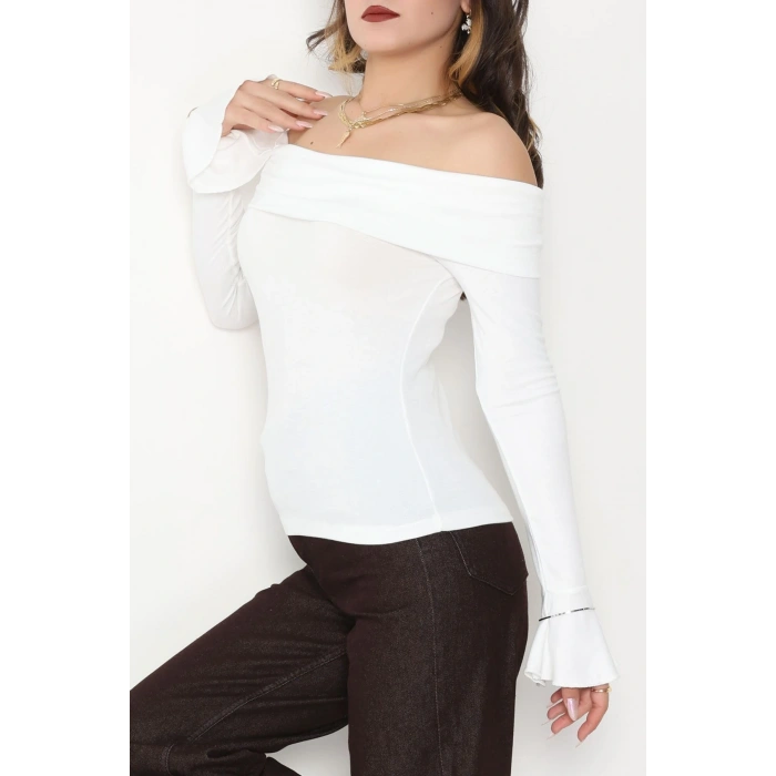 Madonna Yaka İspanyol Kol Bluz Ekru - 1046.2119.