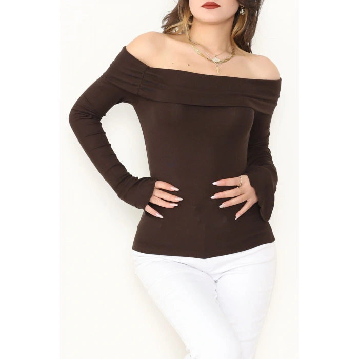 Madonna Yaka İspanyol Kol Bluz Kahve - 1046.2119.