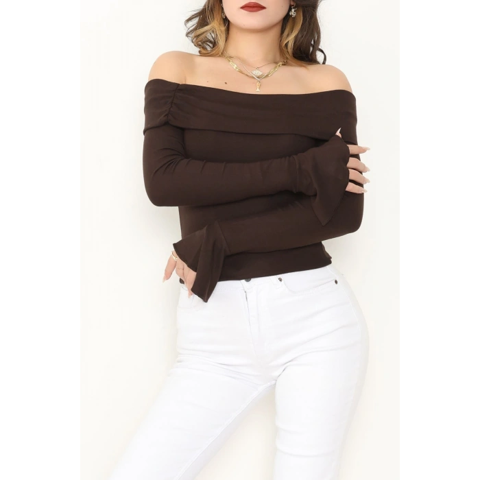 Madonna Yaka İspanyol Kol Bluz Kahve - 1046.2119.