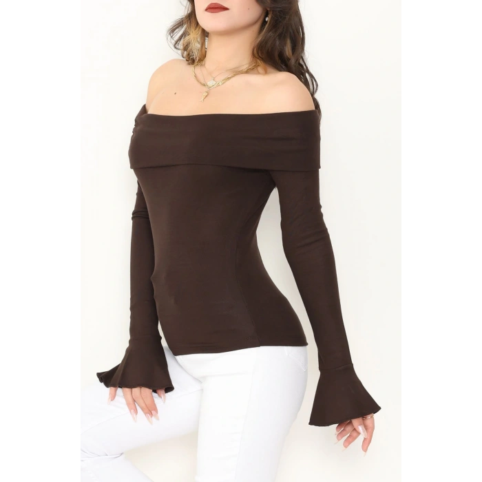 Madonna Yaka İspanyol Kol Bluz Kahve - 1046.2119.