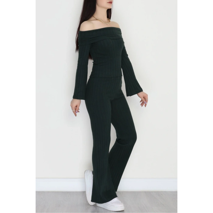 Madonna Yaka İspanyol Kol Likralı İnterlok Takım Koyuyeşil - 42618.1748.