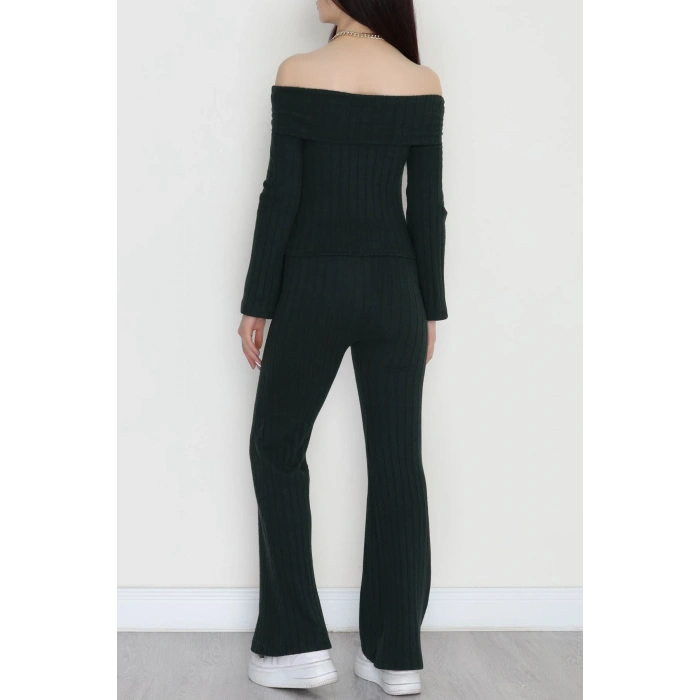 Madonna Yaka İspanyol Kol Likralı İnterlok Takım Koyuyeşil - 42618.1748.