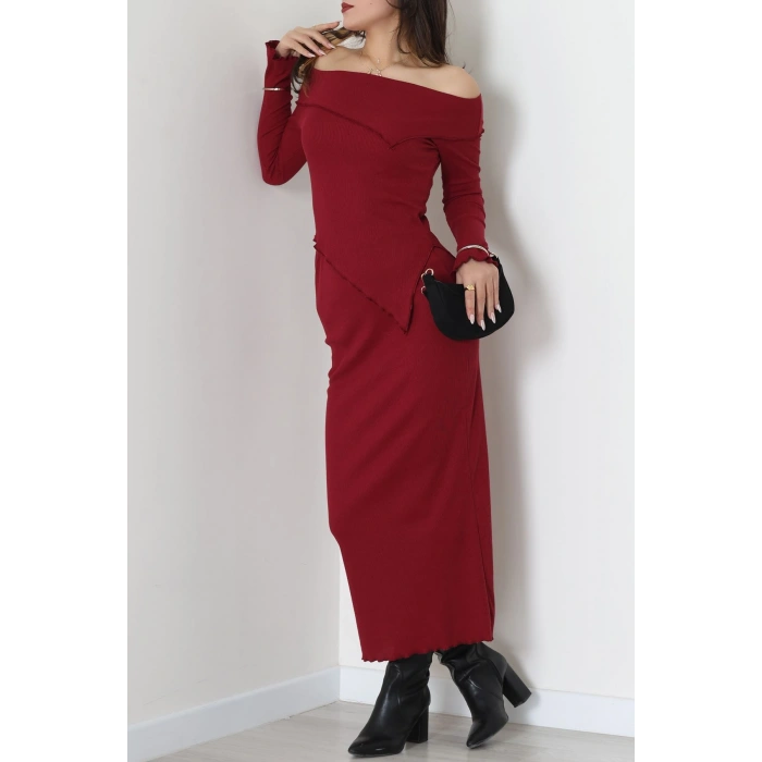 Madonna Yaka Kaşkorse Midi Boy İkili Takım Bordo - 42792.1567.