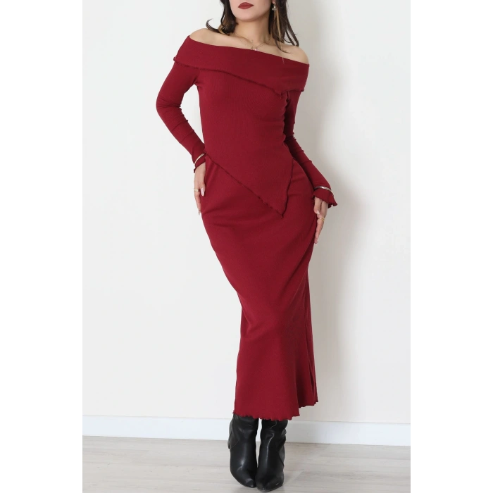 Madonna Yaka Kaşkorse Midi Boy İkili Takım Bordo - 42792.1567.