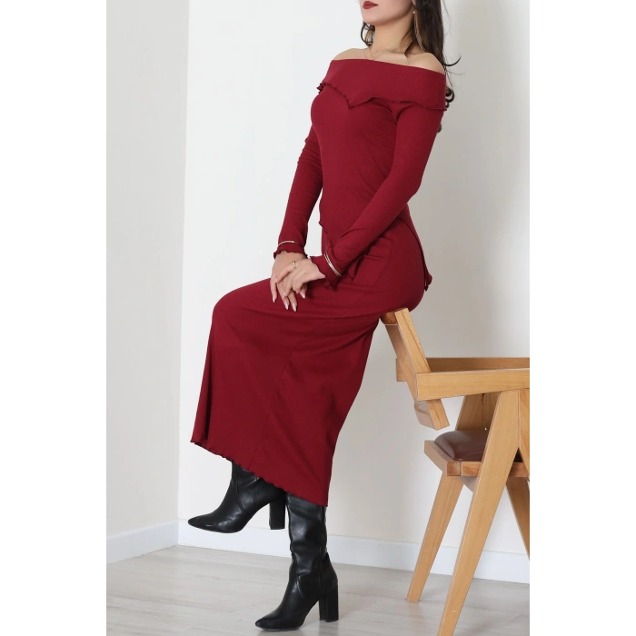 Madonna Yaka Kaşkorse Midi Boy İkili Takım Bordo - 42792.1567.