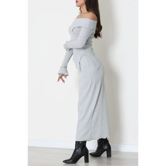 Madonna Yaka Kaşkorse Midi Boy İkili Takım Gri - 42792.1567.