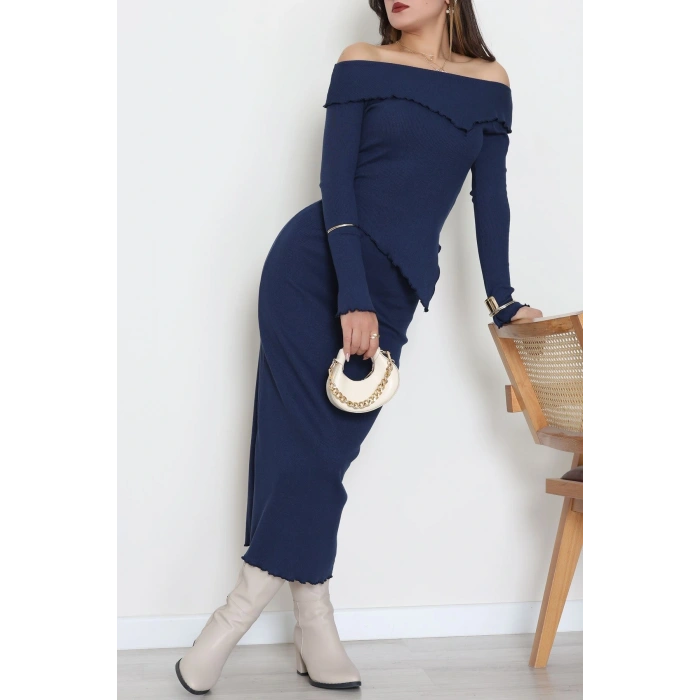 Madonna Yaka Kaşkorse Midi Boy İkili Takım Lacivert - 42792.1567.