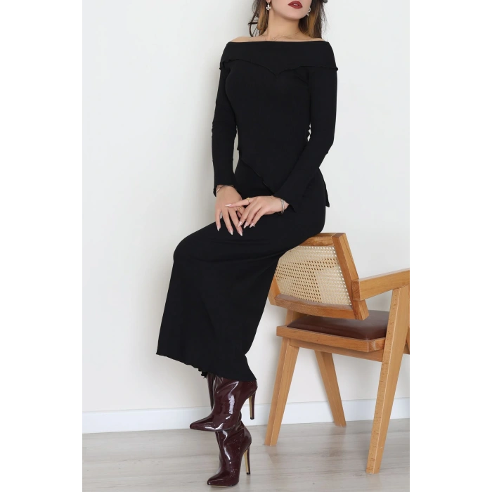 Madonna Yaka Kaşkorse Midi Boy İkili Takım Siyah - 42792.1567.